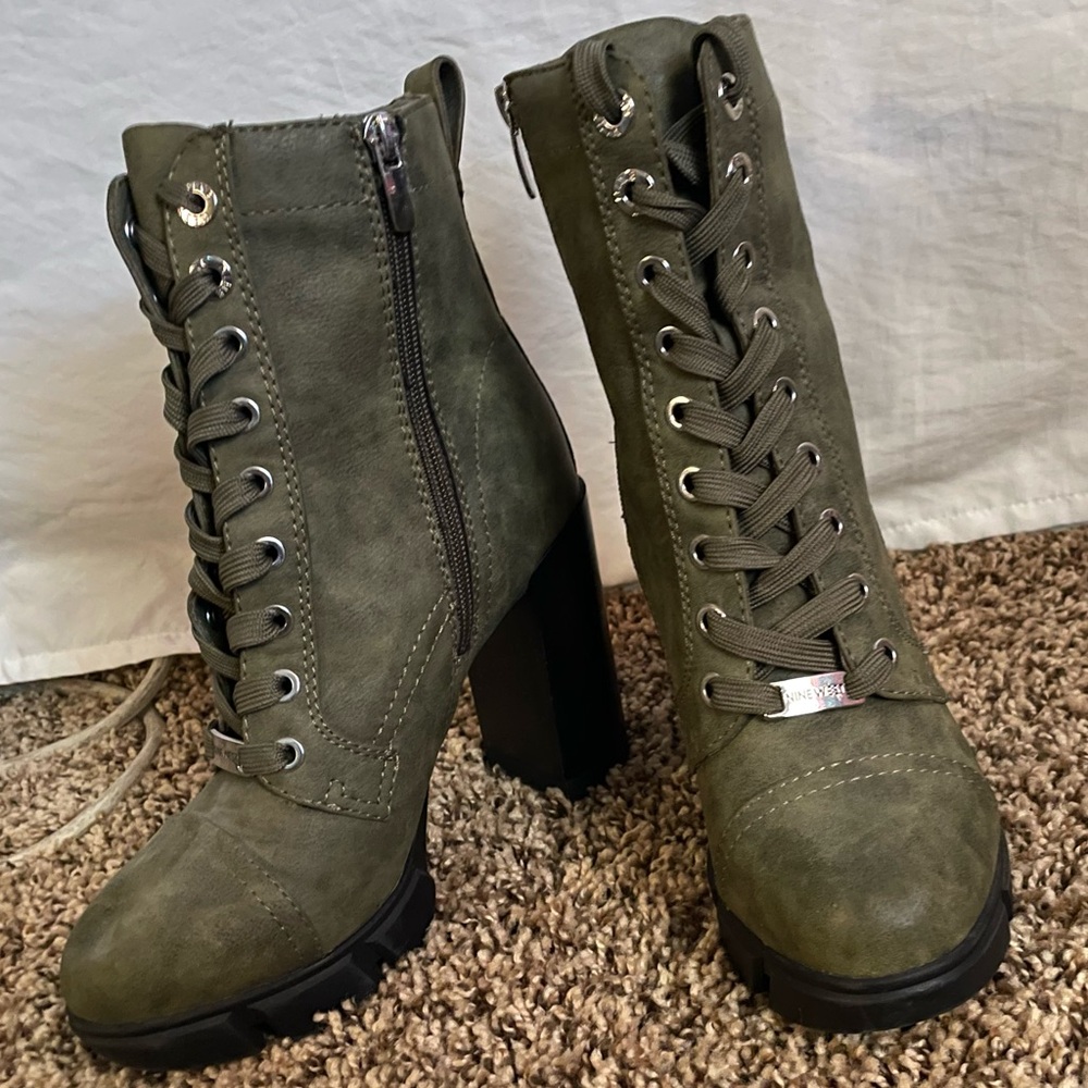 Gorgeous Green Combat Boots/Heels